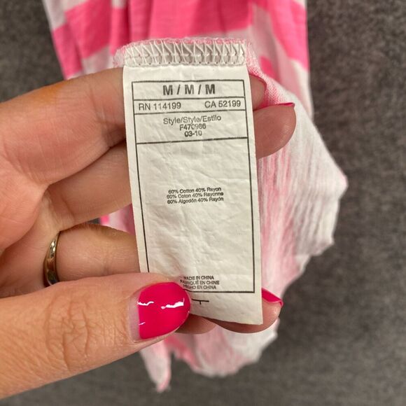 Roxy Dress Women M Medium Pink Striped Shift Short V-Neck Sleeveless Cotton - Picture 6 of 9